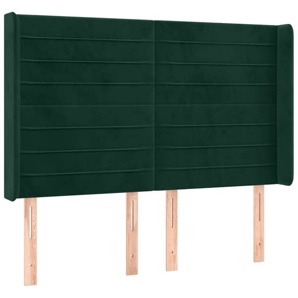 Ramsäng med madrass & LED mörkgrön 140x200 cm sammet