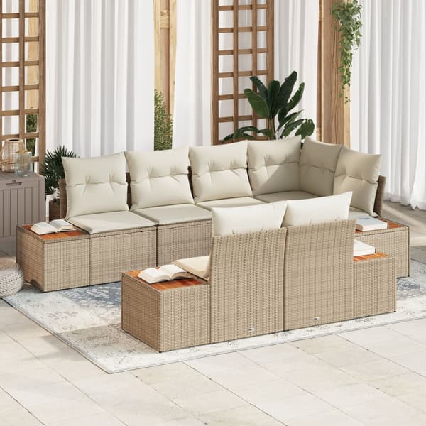 Trädgårdsoffset 7 st Beige konstrotting