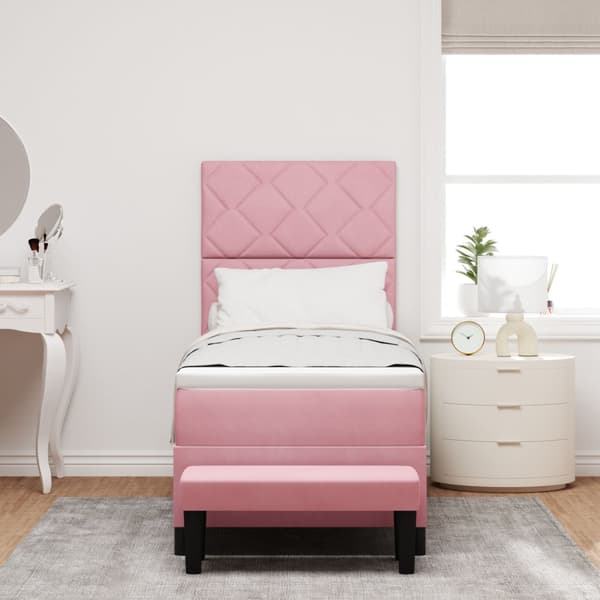 Bäddfjäder med huvudgavel Rosa 200 x 80 cm Sammet