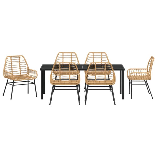 Trädgårdsmöbelset 7 pcs Brun konstrotting