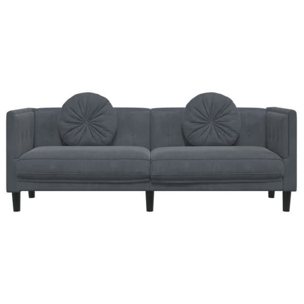 Soffa med kuddar 3-sits mörkgrå sammet