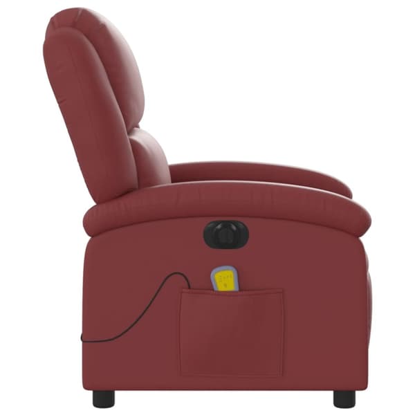 Elektrisk massagefåtölj vinröd konstläder