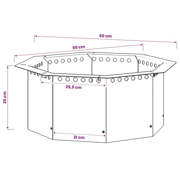 Eldstad ring Svart 60 x 60 x 25 cm Stål