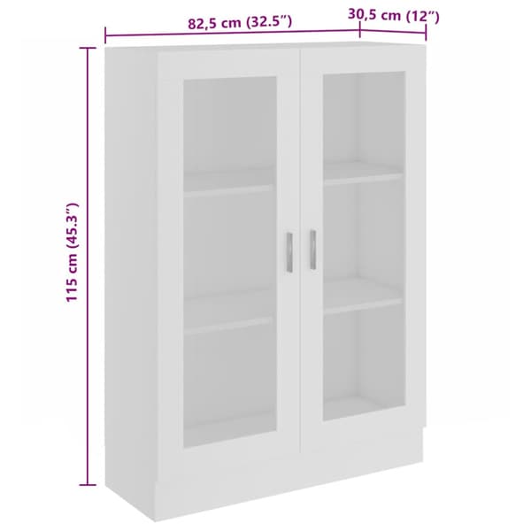 Vitrinskåp vit 82,5x30,5x115 cm konstruerat trä