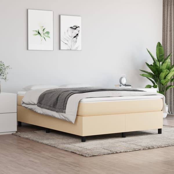 Boxspring-sängram gräddvit 140x190 cm tyg