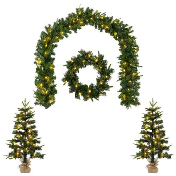 Mini-julgransset 60 cm 125 LED-lampor Varmvit PVC och PE Grön