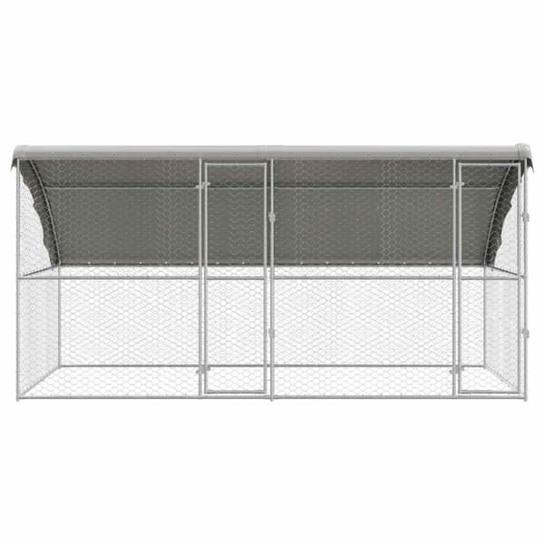 Hundbur med lagring 2 pcs Silver 4 x 2 x 2 m Galvaniserat stål