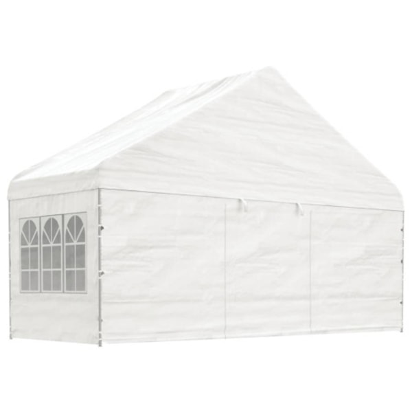 Paviljong med tak vit 5,88x2,23x3,75 m polyeten