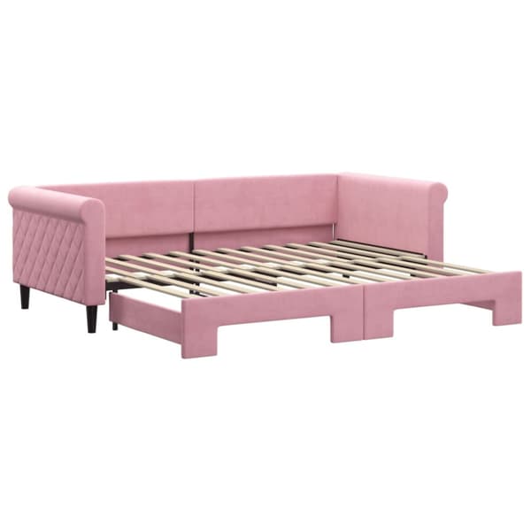 Dagbädd utdragbar rosa 90x200 cm sammet