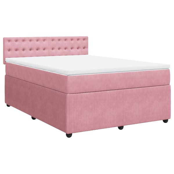 Ramsäng med madrass rosa 140x200 cm sammet
