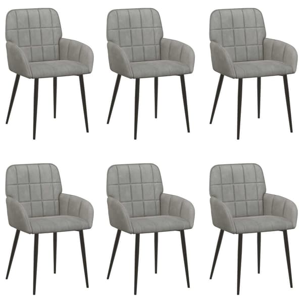 Matstolar 6 pcs Sammet Ljusgrå 57 x 50 x 85 cm