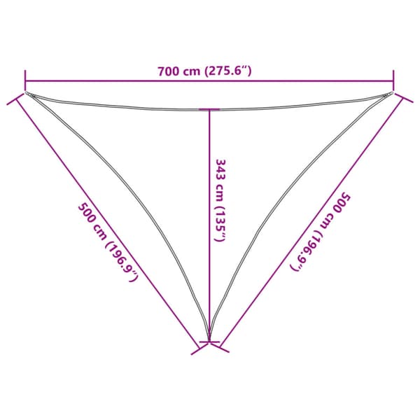 Solsegel ljusgrå 7x5x5 m 100% polyesteroxford