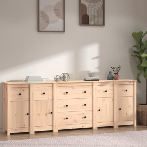 Skänk vit 230x35x80 cm massiv furu