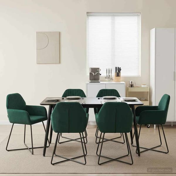 Matstolar 6 pcs Sammet Mörkgrön 55 x 50 x 84 cm
