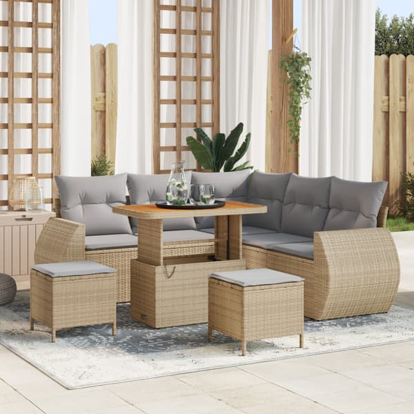 Trädgårdsoffset 8 pcs Beige konstrotting
