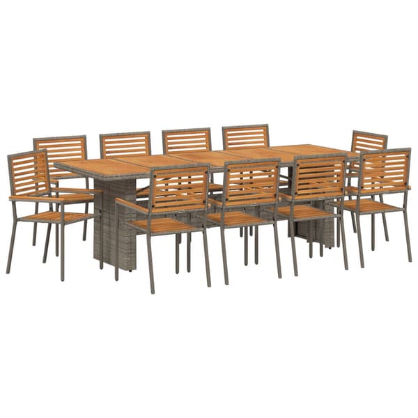 Trädgårdsmöbelset 11 pcs Grå och Brun konstrotting
