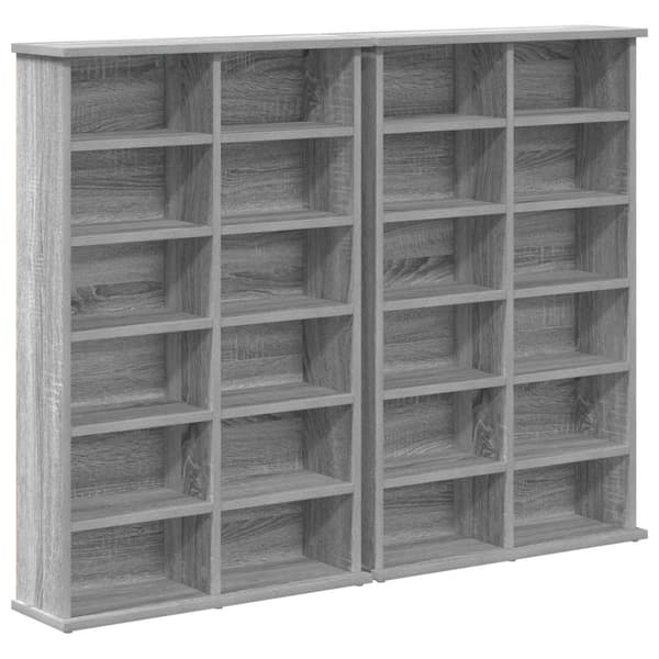 CD Skåp 2 st Grå Sonoma 60 x 17 x 92 cm Konstruerat trä
