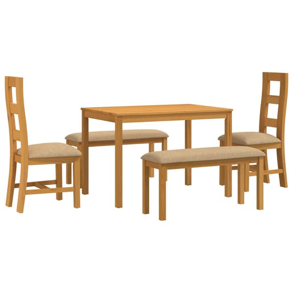 Matgrupp 5 st Beige Massivt Ekträ
