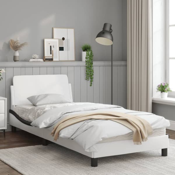 Bed Frame "Dover" White&Black 90x200 cm Faux Leather