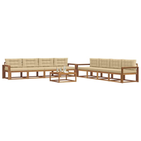 Utomhussoffset med kudde 9 pcs Naturlig och Beige