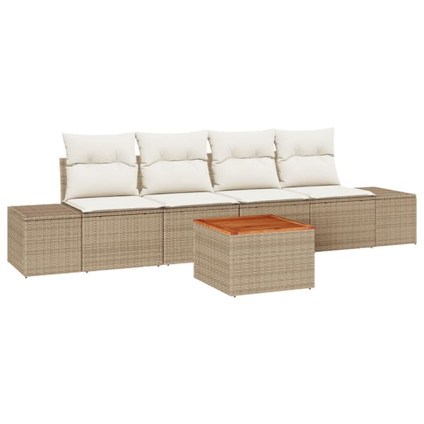 Trädgårdsoffset 5 pcs Beige och gräddfärgad konstrotting