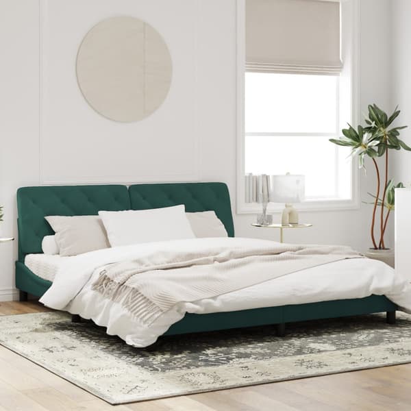 Bed Frame with LED without Mattress Dark Green 180x200 cm Velvet