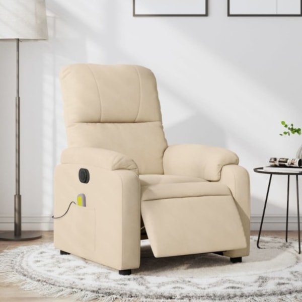 Elektrisk massagefåtölj gräddvit mikrofibertyg