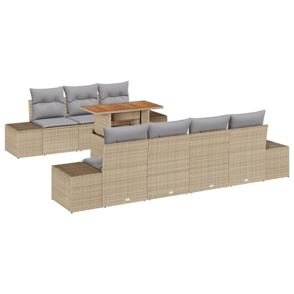Trädgårdsoffset med lagring 8 pcs Beige Poly rattan