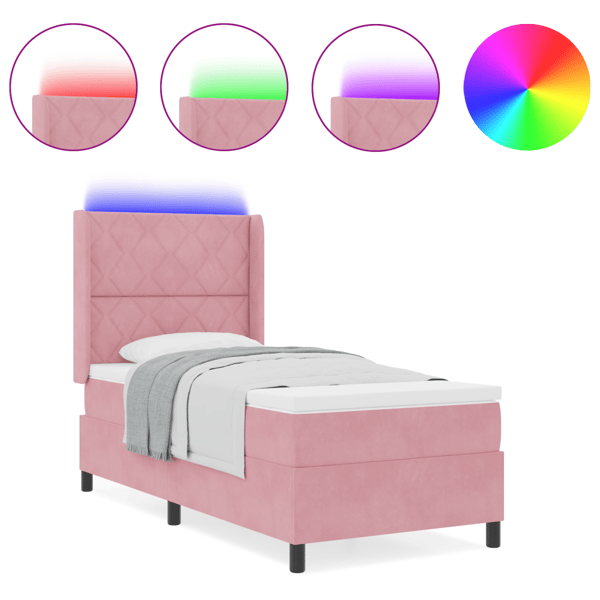 Bäddfjäder med LED-ljusslingor Rosa 90 x 200 cm Sammet