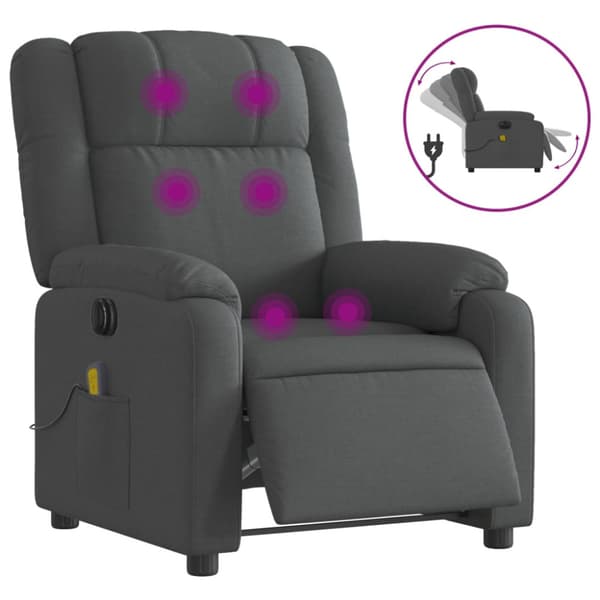 Elektrisk massagefåtölj mörkgrå tyg