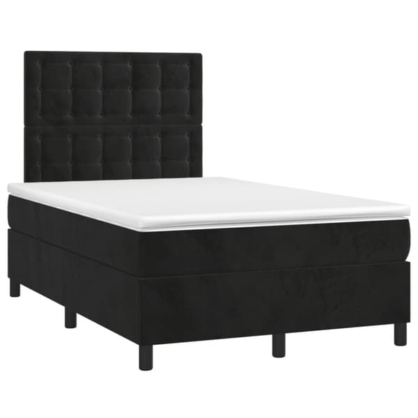 Ramsäng med madrass svart 120x190 cm sammet