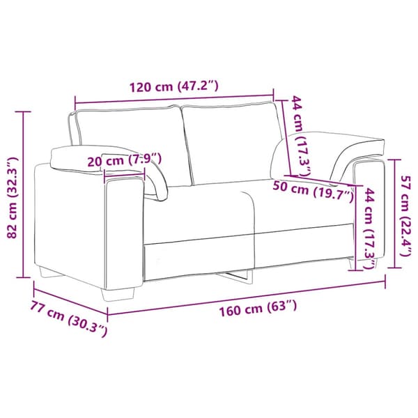 Loveseat soffa brun 160x77x82 cm sammet