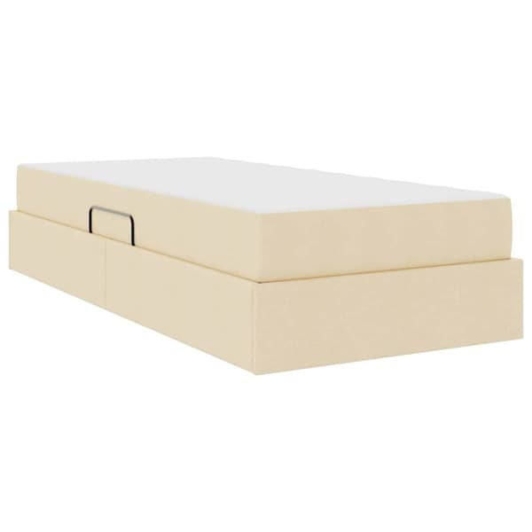 Förvaringssäng med madrass Kräm 90 x 190 cm Polyester