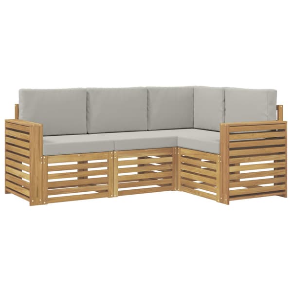 Utomhussoffset 4 pcs Vit och ljusgrå Polyester