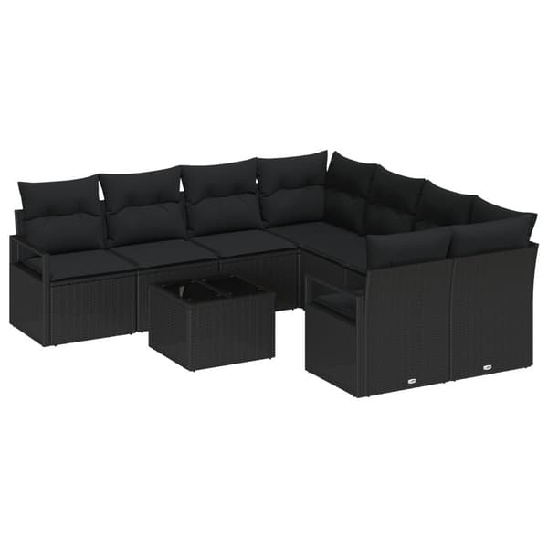 Soffset med kudde 9 pcs Svart konstrotting