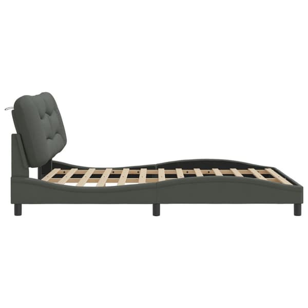 Bed Frame without Mattress "Hvar" Dark Grey 160x200 cm Fabric