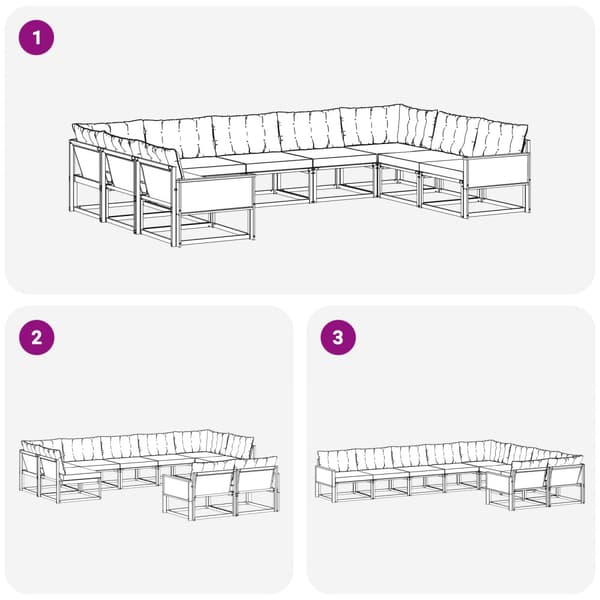 Utomhussoffset med kudde 9 pcs Naturlig och Grädde