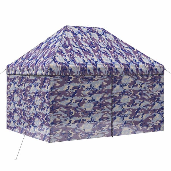 Pop-up Gazebo med 4 Sidoväggar 2,9 x 4,3 m Blå Kamouflage