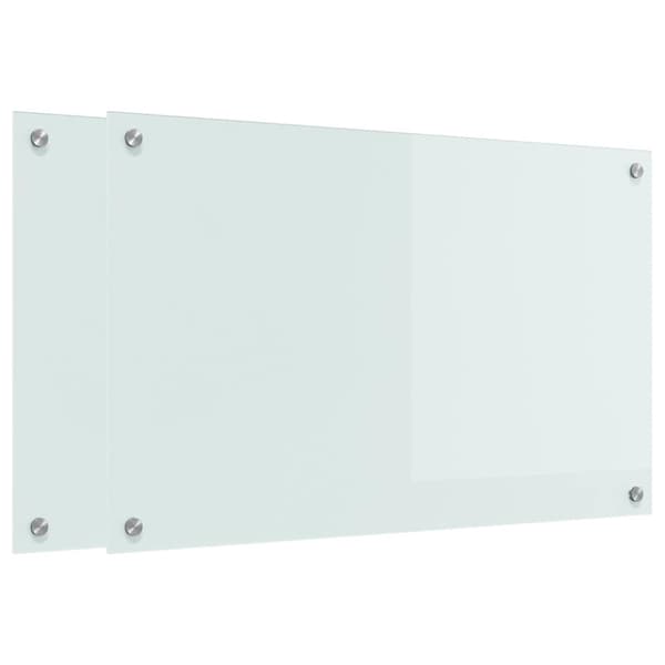 Köksskydd 2 pcs Vit 80 x 50 cm härdat glas