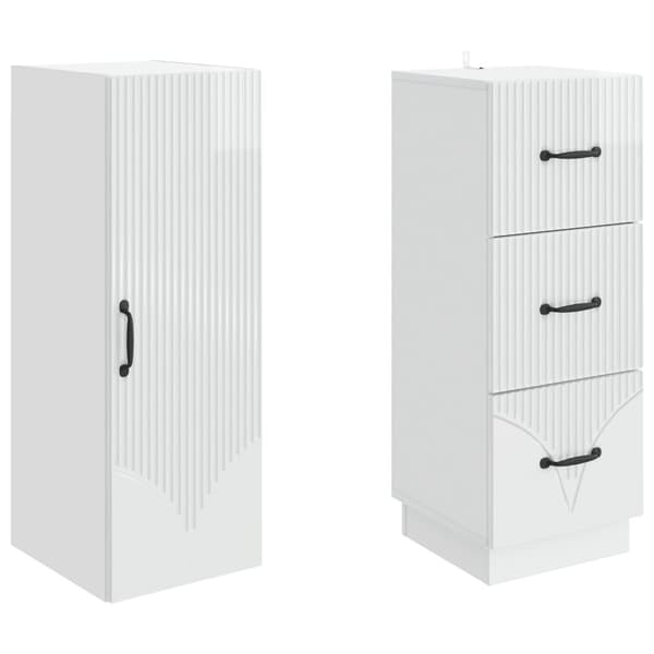 Skåpset 2 pcs Vit högglans 33 x 34,5 x 87 cm Konstruerat trä