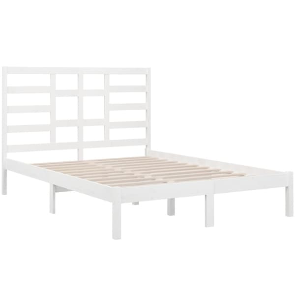 Sängram vit massivt trä 140x190 cm