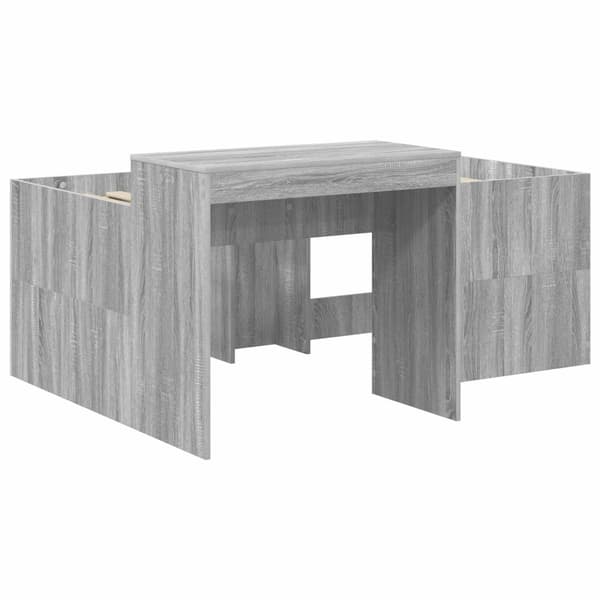 Barns högsängram med skrivbord Grå Sonoma Konstruerat trä