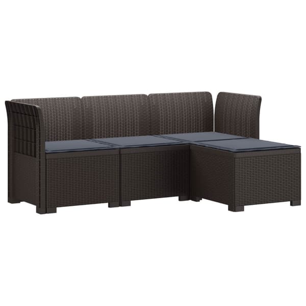 4-sits Trädgårdsoffa med Kuddar Rattan Look PP Brun