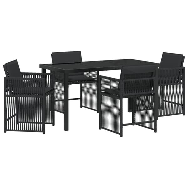 Trädgårdsmöbelset 5 pcs Svart konstrotting
