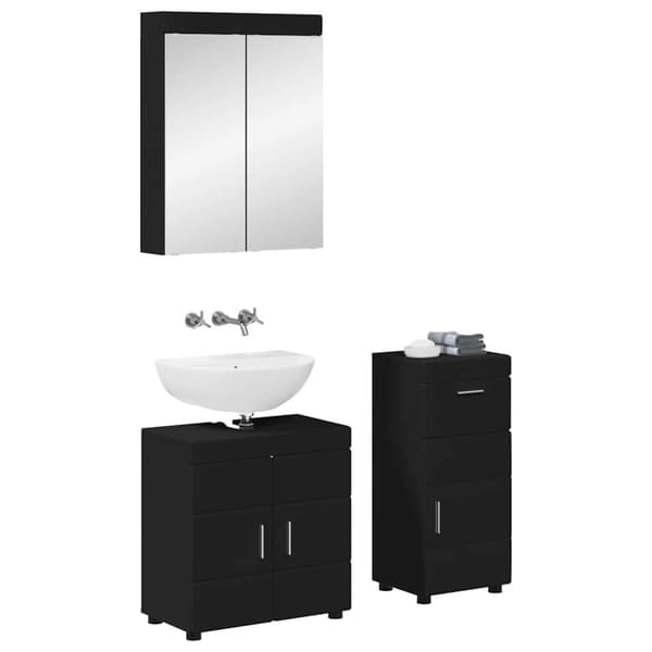 Badrumsmöbelset TULUM 3 pcs Svart 60 x 34 x 63 cm