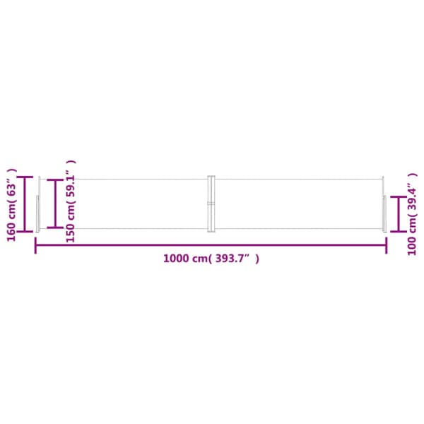 Infällbar sidomarkis antracit 160x1000 cm