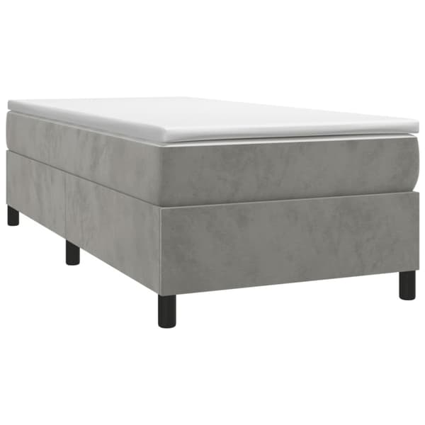 Ramsäng med madrass ljusgrå 100x200 cm sammet