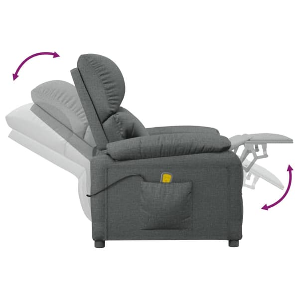 Massagefåtölj mörkgrå tyg