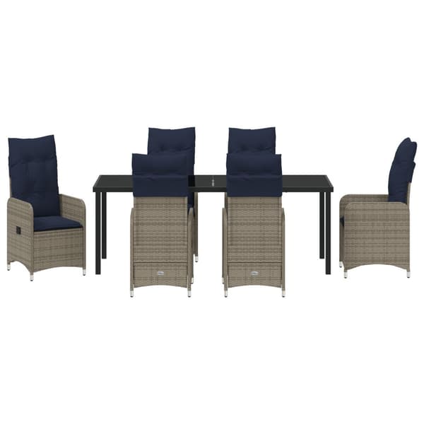 Trädgårdsmöbelset 7 pcs Svart konstrotting