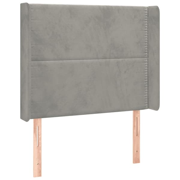 Ramsäng med madrass & LED ljusgrå 100x200 cm sammet